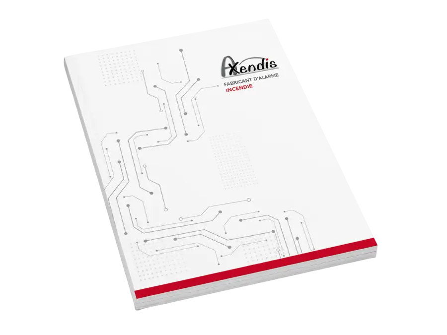 Couverture du catalogue produits Axendis, fabricant d'alarme incendie